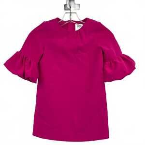 Milly Minis Pink Mini Dress | Short Bubble Sleeves, Zipper | Regular 6